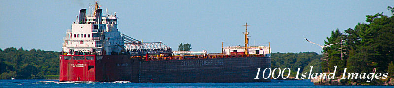 The downbound CSL Laurentien passes Ironsides Island